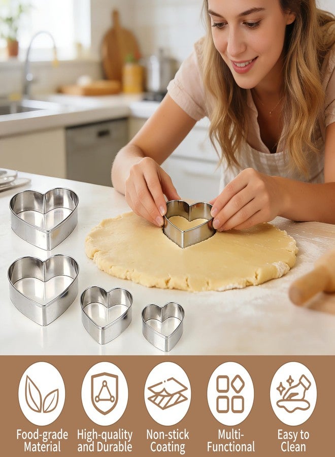 MixPeak 5 Pcs Heart Cookie Cutter,Stainless Steel Heart Shaped Cookie Cutters for Baking, Biscuit Cutters for Valentine's Day Birthday, Wedding,Holiday,Party - Image 4