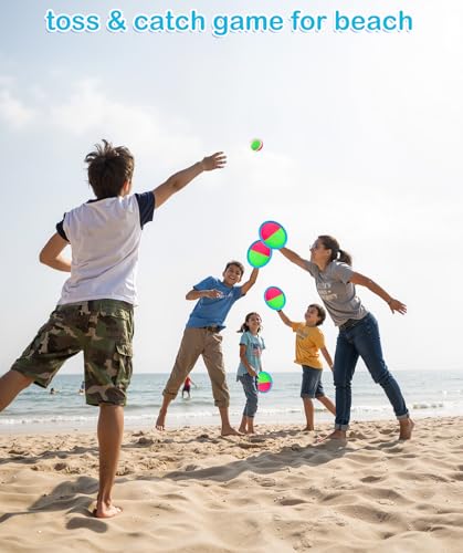 Qrooper Toss and Catch Ball Set for Kids Outdoor Beach Toys Pool Toys, Catch Game with 6 Paddles and 3 Balls Outdoor Yard Games for 4-12 Years Old Boys Girls Adults - Image 4