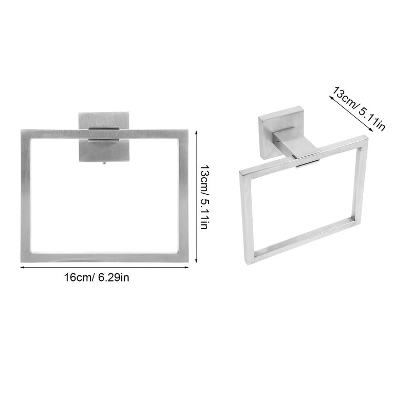 Square Brushed Stainless Steel Towel Ring Wall Mounted Holder For Bathroom Kitchen - Image 3
