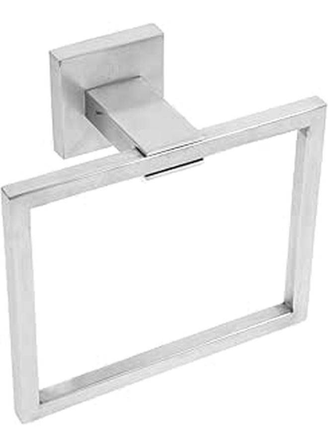 Square Brushed Stainless Steel Towel Ring Wall Mounted Holder For Bathroom Kitchen - Image 1