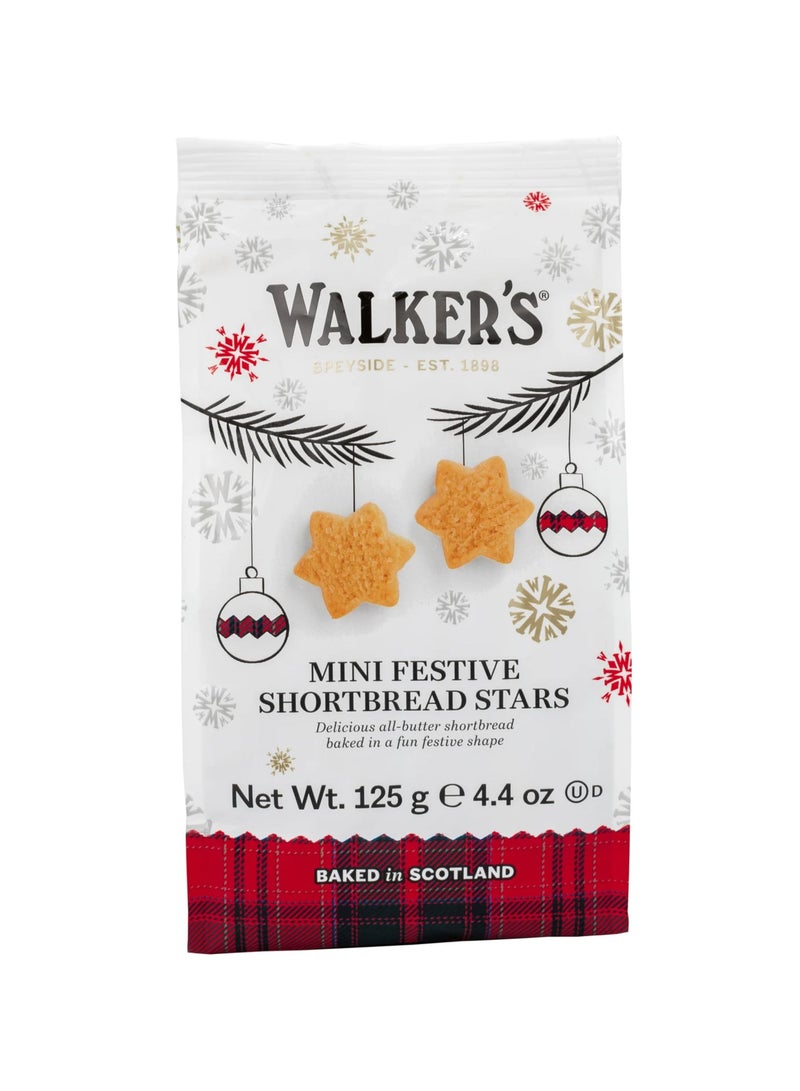 Walker's Mini Festive Short Bread Stars Cookies 125g - Image 1