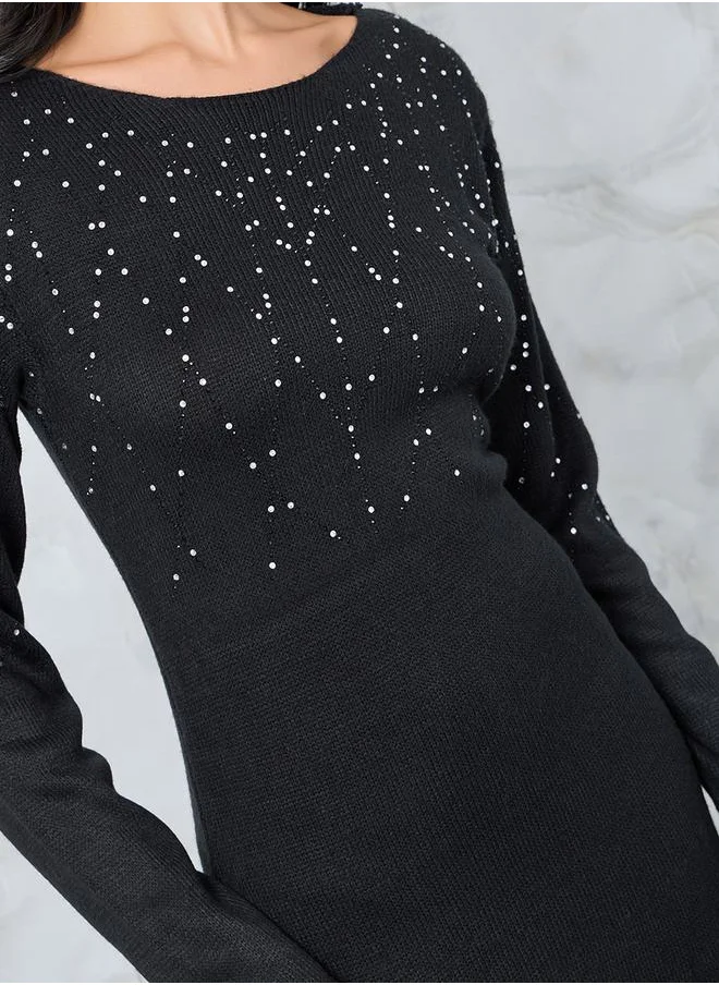 ستايلي Embellished Knit Sweater Midi Dress