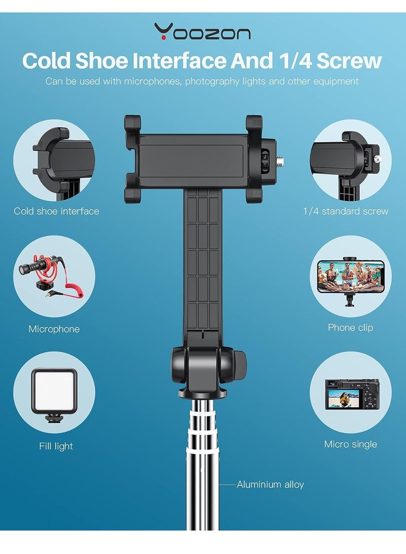 Portable Selfie Stick Tripod for iPhone - Versatile Selfie Stick Remote with Cold Shoe & 1/4" Screw, Phone Stand Tripod for iPhone 14 Plus 14 13 12 Pro Max Mini,Samsung Galaxy S22 Note 20, Pixel 6XL - Image 5