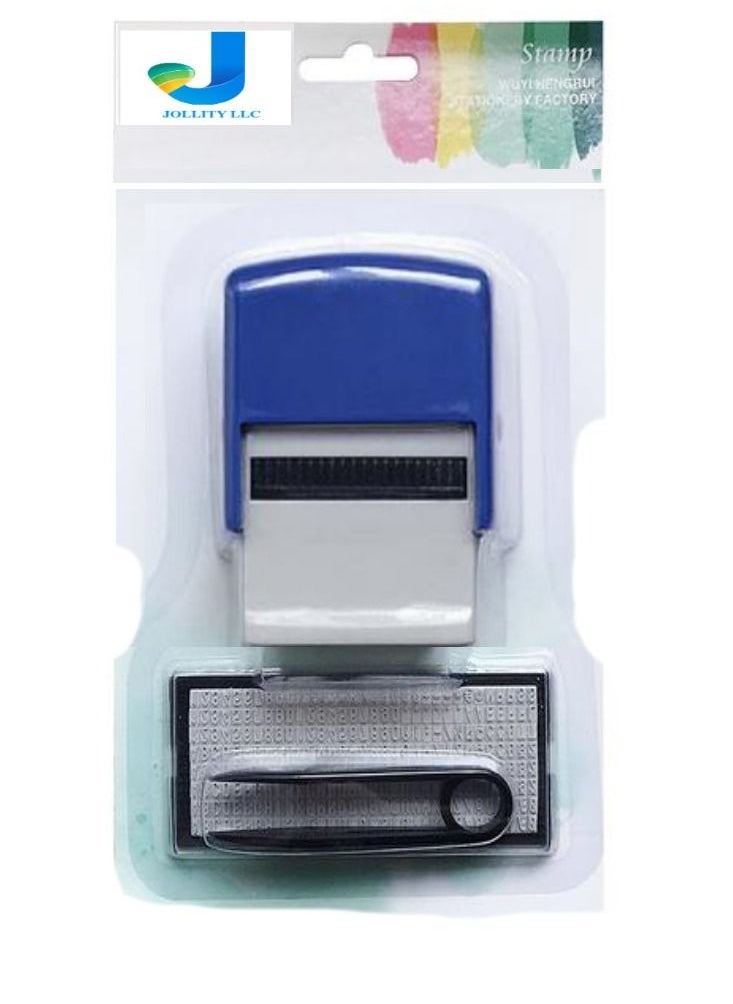 JOLLITY LLC DIY Custom Stamp Rubber Kit Self Ink Dial Assortment Seal Business Number Monogram Design Closure Internal Printing Table (Blue)  - Image 1