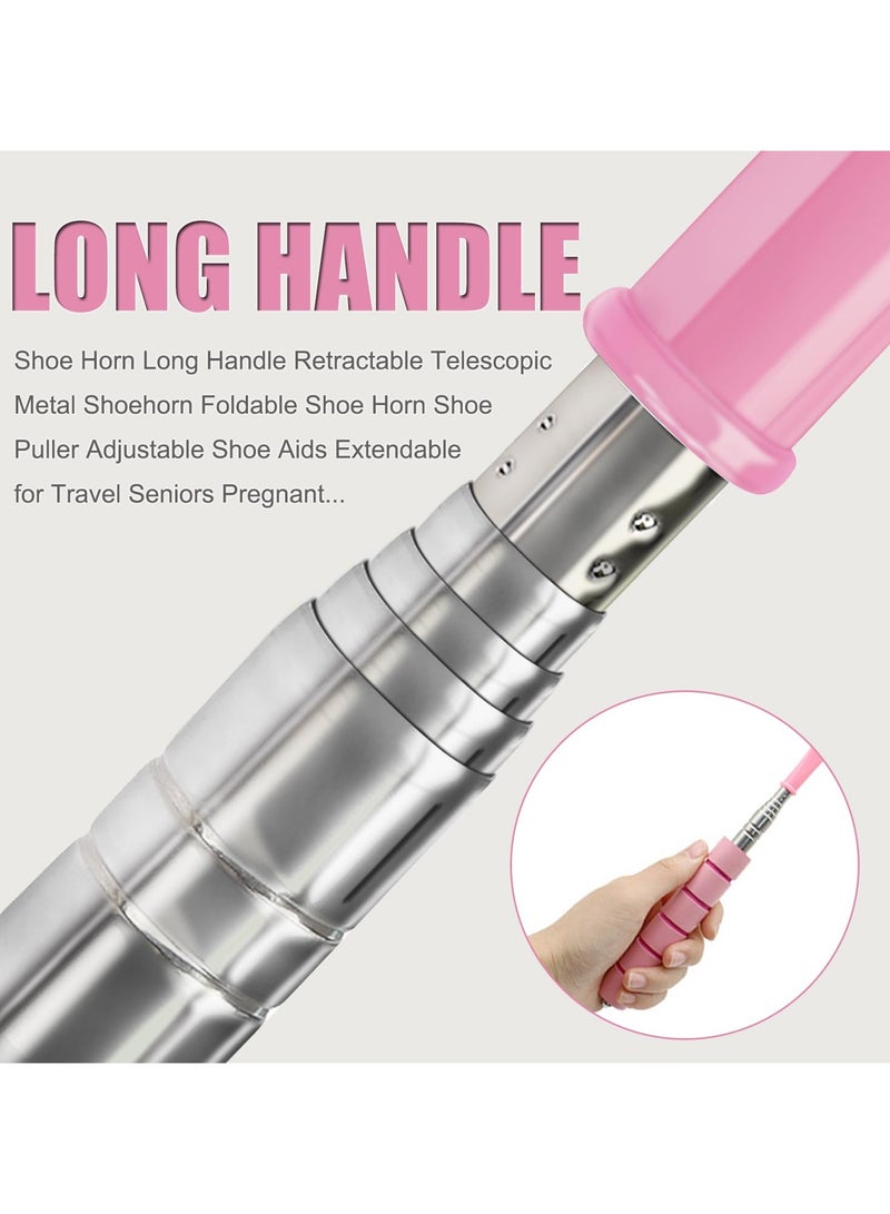 لبيسة حذاء بمقبض طويل تلسكوبي، لبيسة حذاء من الألومنيوم قابلة للسحب والتعديل، أداة مساعدة في ارتداء الأحذية لكبار السن والحوامل والمعاقين (أسود) - Image 4