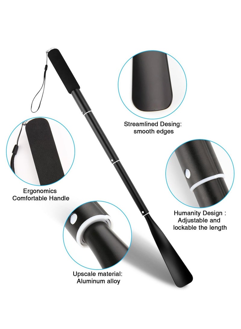 لبيسة حذاء بمقبض طويل تلسكوبي، لبيسة حذاء من الألومنيوم قابلة للسحب والتعديل، أداة مساعدة في ارتداء الأحذية لكبار السن والحوامل والمعاقين (أسود) - Image 3