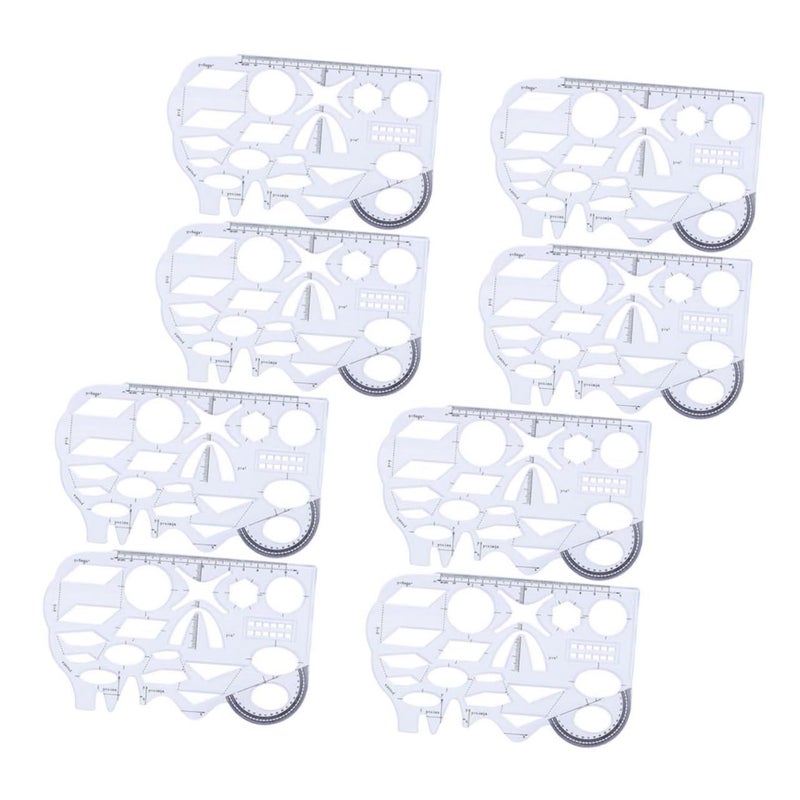 8Pcs Geometry Template Stencil Ruler Set Geometric Drafting Tools - Image 2