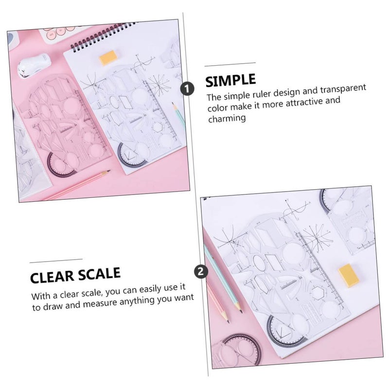 8Pcs Geometry Template Stencil Ruler Set Geometric Drafting Tools - Image 4