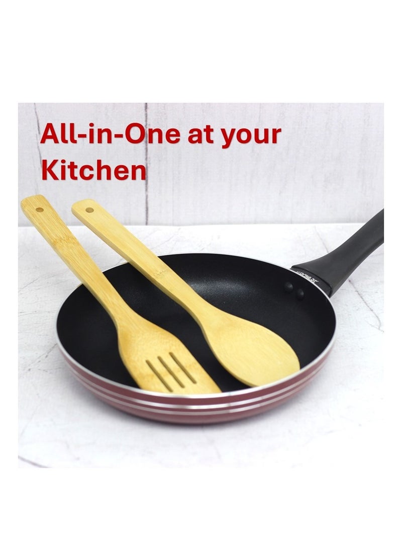 Auroware 7 Pcs Non stick Cookware set 1 x casserole with 1 lid 1 x sauce pan with 1 lid, 1 Frying pan, 2 Kitchen tools PFOA Free Induction bottom - Image 5