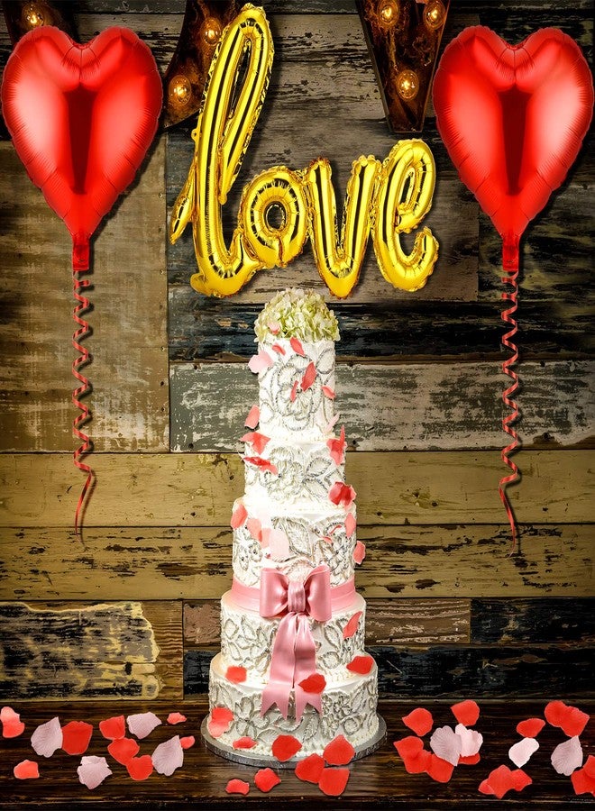 GJ Valentines Day Red Wedding Decorations Artificial Petals Heart Shaped Love Foil Balloons Silk Rose Petals Romantic Design for Wedding Engagement Anniversary Confetti Centerpieces Cake Table Decoration - Image 5