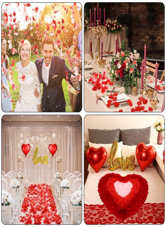GJ Valentines Day Red Wedding Decorations Artificial Petals Heart Shaped Love Foil Balloons Silk Rose Petals Romantic Design for Wedding Engagement Anniversary Confetti Centerpieces Cake Table Decoration - Image 4