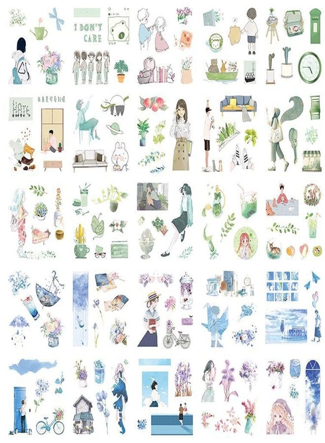 SKIONCE Watercolor Washi Stickers Set (50 Sheets) for Bullet Journaling - Scrapbook Self-Adhesive Sticker Decal for Junk Journal,Scrapbooking Planner, Notebook, DIY Arts Crafts - Image 3