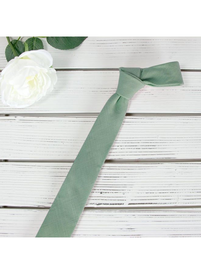 Spring Notion Men's Linen Blend Necktie Sage - Image 2