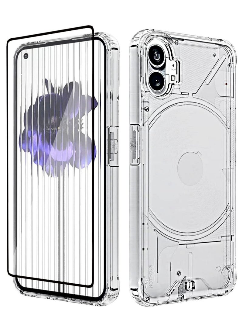 إلترازون Nothing Phone 1 Case with Nothing Phone 1 Screen Protector Tempered Glass, Hybrid Shockproof Bumper Hard Acrylic + TPU Back Cover Phone Case - Image 1