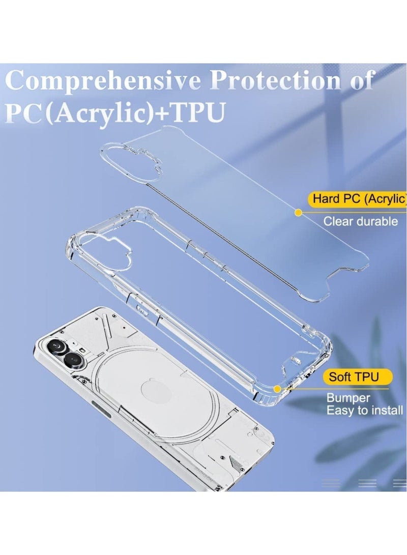 إلترازون Nothing Phone 1 Case with Nothing Phone 1 Screen Protector Tempered Glass, Hybrid Shockproof Bumper Hard Acrylic + TPU Back Cover Phone Case - Image 3