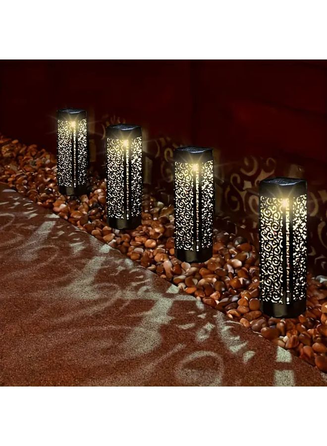 4 Packs Yellow Solar Garden Floor Lamp Outdoor Path Light Landscape Lighting - Image 3