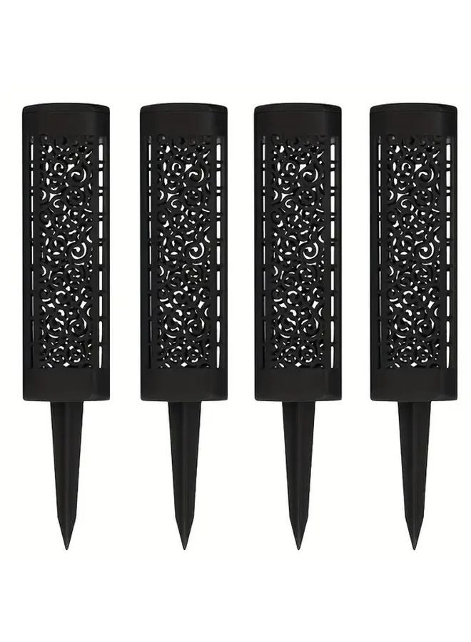 4 Packs Yellow Solar Garden Floor Lamp Outdoor Path Light Landscape Lighting - Image 1