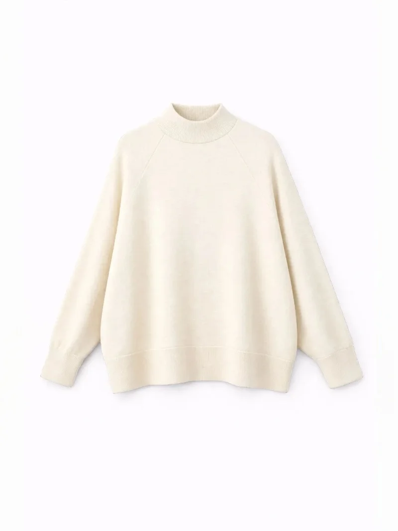 ميكسراي MIXRAY Oversized Ribbed Half Turtleneck Sweater