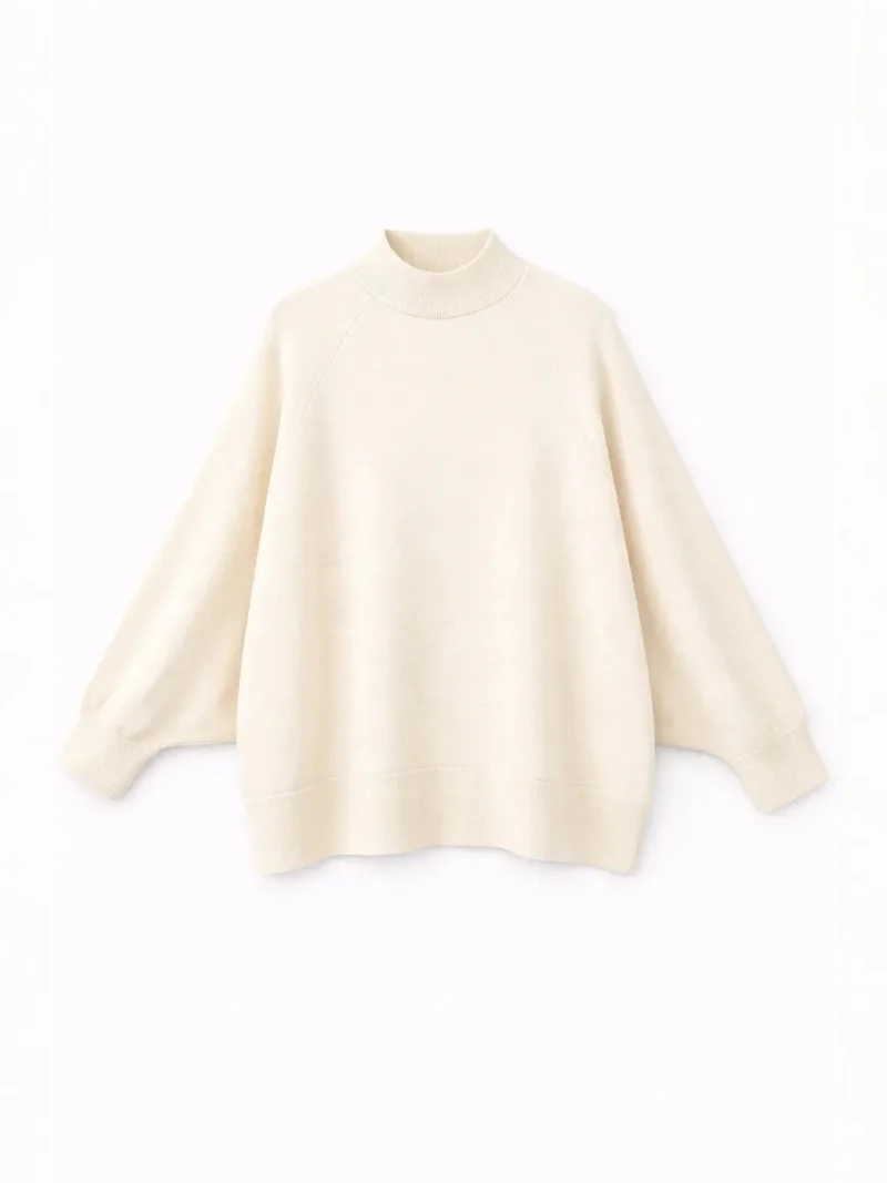 ميكسراي MIXRAY Oversized Ribbed Half Turtleneck Sweater