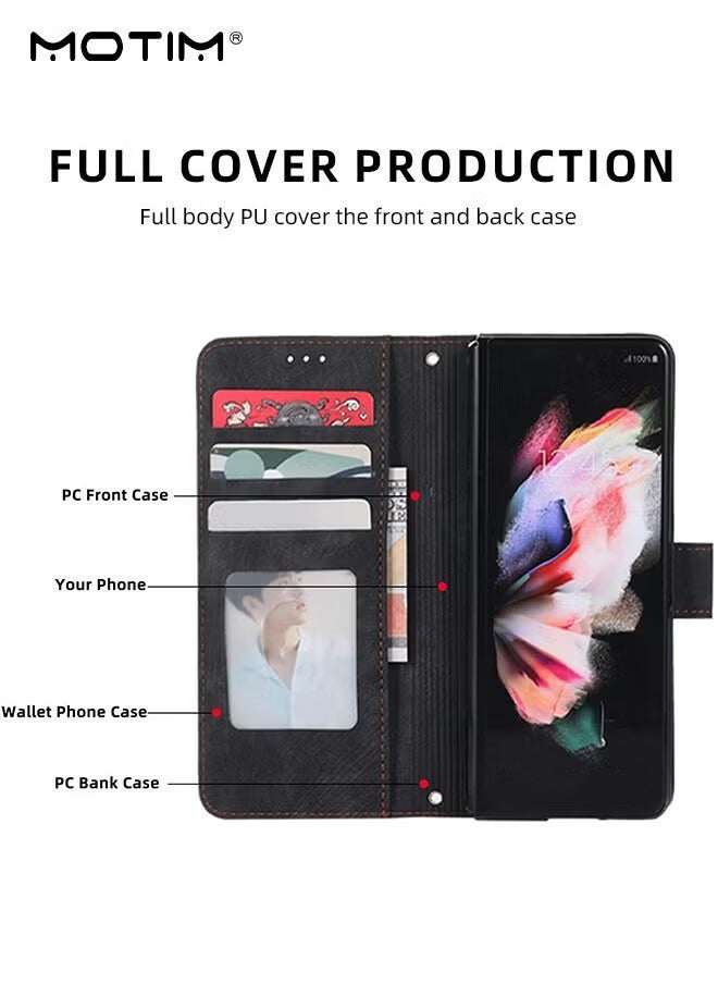 Motim Samsung Galaxy Z Fold 6 Wallet Case with Card Holder, Flip Screen Protector Shockproof Cover Case with Pen Slot and Hand Strap, Protective Kickstand  - Image 3