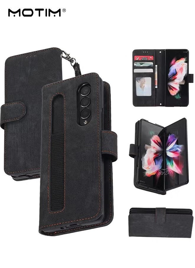 Motim Samsung Galaxy Z Fold 6 Wallet Case with Card Holder, Flip Screen Protector Shockproof Cover Case with Pen Slot and Hand Strap, Protective Kickstand  - Image 1