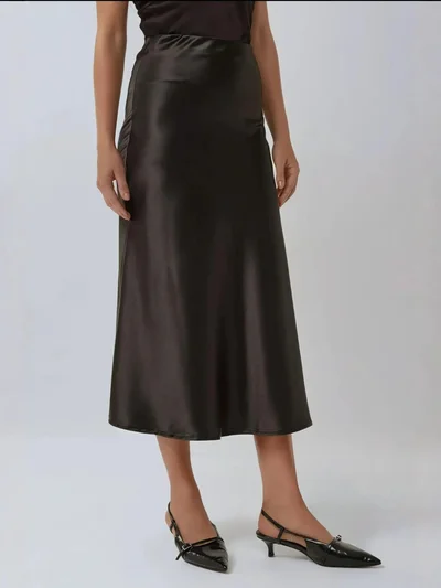 HICCUP High-Waist Satin Midi Skirt