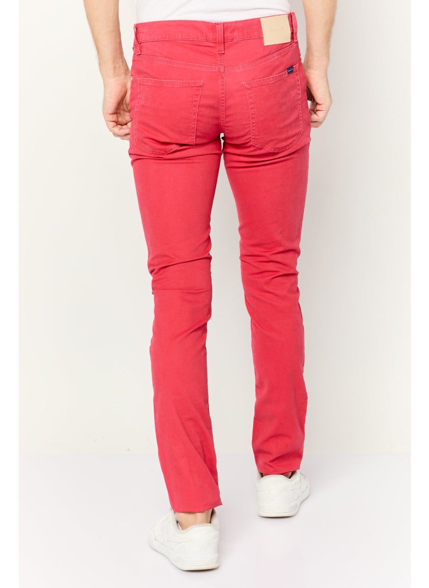 GANT - Men Regular Fit Solid Straight Leg Jeans, Red - Image 1