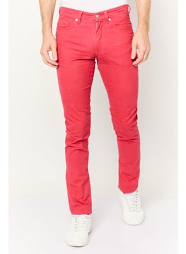 Men Regular Fit Solid Straight Leg Jeans, Red