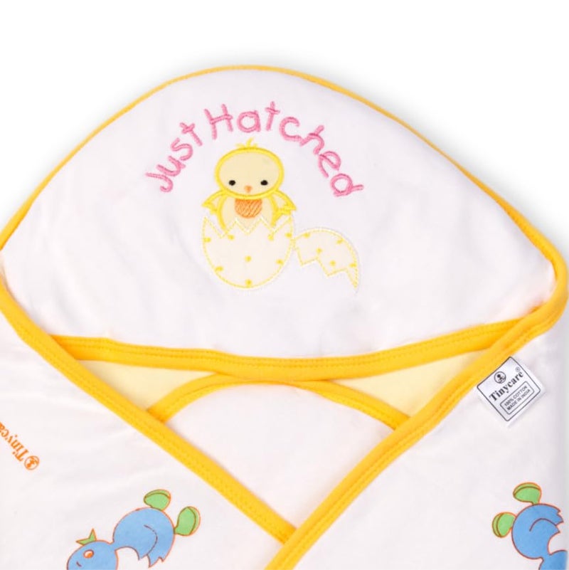 Tinycare Baby Wraps with Polyfill White Printed Yellow | 70X70 cm - Image 2