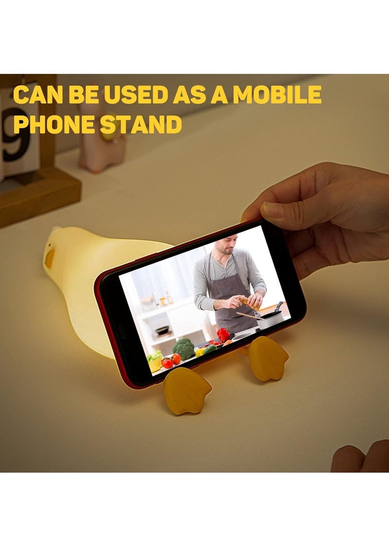 ELTRAZONE Duck Lamp Lying Flat Duck Night Light for Kids – 3-Speed Adjustable Light, Smart Bedside Lamp with Flap Sensor, Silicone Rechargeable Night Warm Light, 30-Minute Timer, Soft and Safe Lighting for Children's Room - Image 5