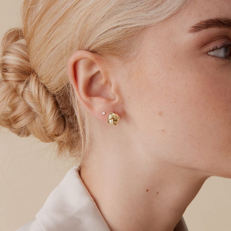 PAVOI 14K White Gold Plated 925 Sterling Silver Post Love Knot Stud Earrings | Gold Earrings for Women - Image 2