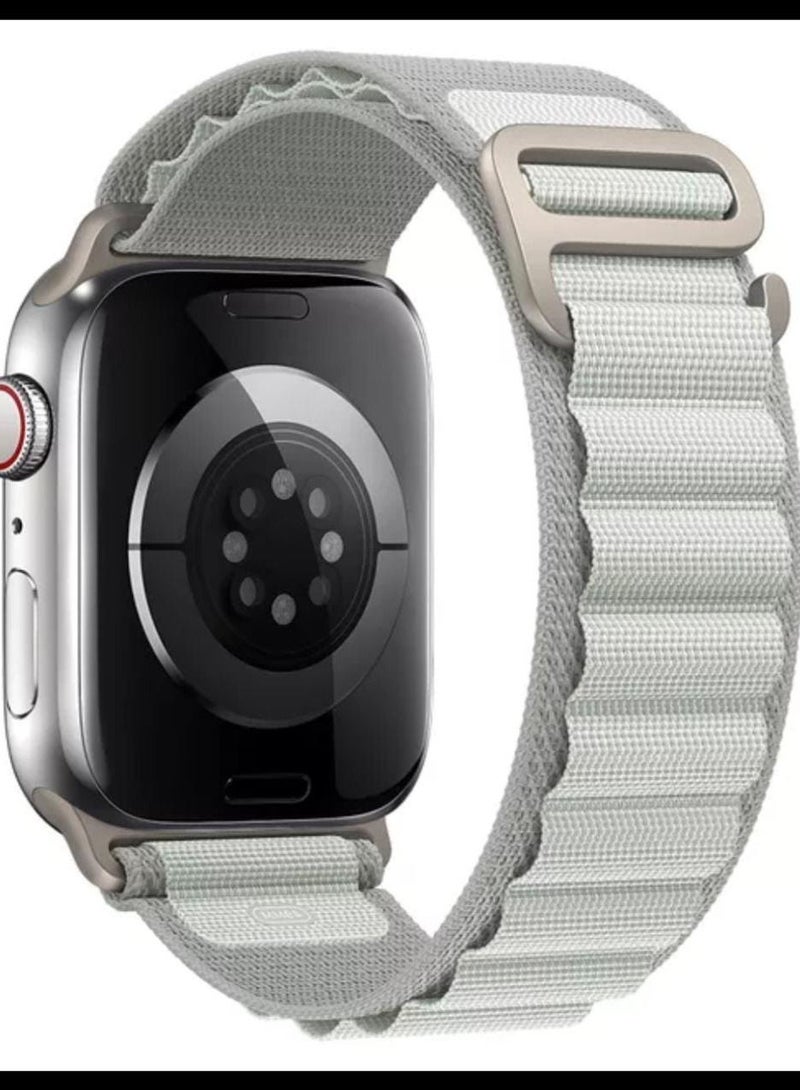 سوار من النايلون لساعة ابل فضي قياس 45