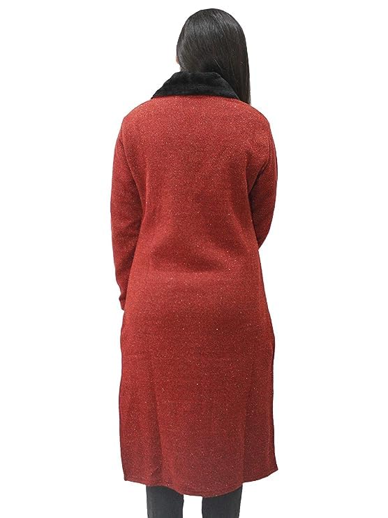 Matelco Women's Wool Straight Straight Fit Kurti for Winters (Ad04Caz45_Black_Parent). (2XL, Maroon) - Image 3