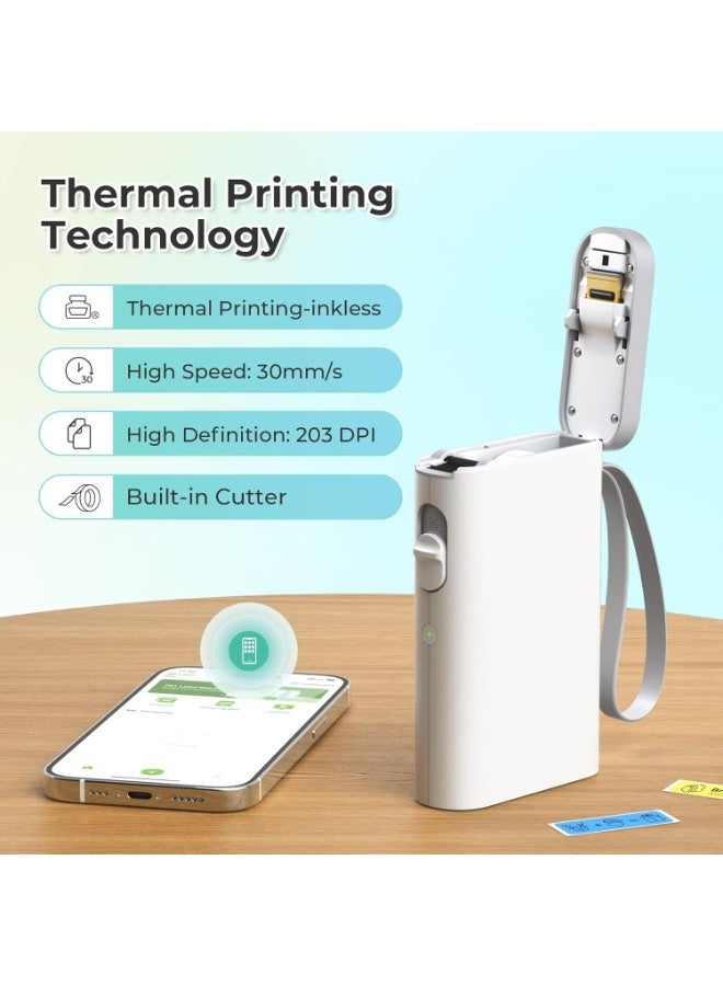 Nelko Bluetooth P21 Self-Adhesive Label Printer, Portable Wireless Mini Labelling Device for iOS Android, Home, Office - White - Image 3