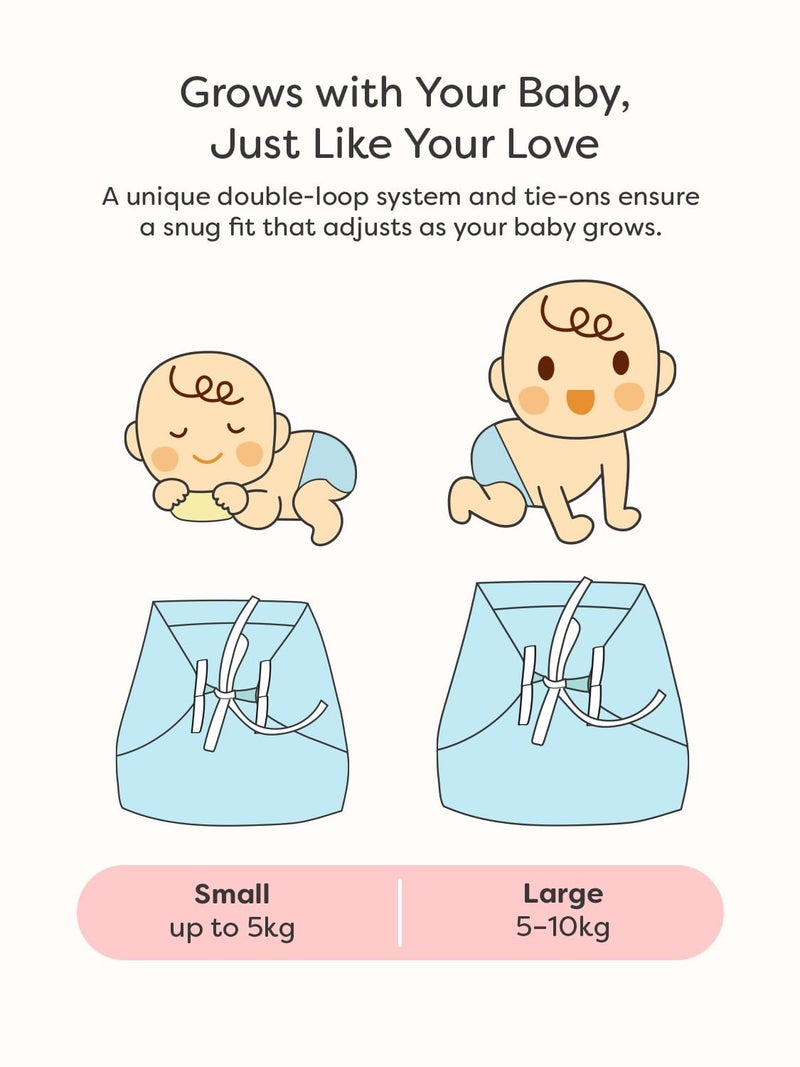 SuperBottoms DryFeel Baby Langot 0-6 months l Organic Cotton Modern Baby Nappy l Mess-free Langot with Gentle Elastics l Super DryFeel Top Layer l Diaper-free Time Essential | 6 Pack - Image 5