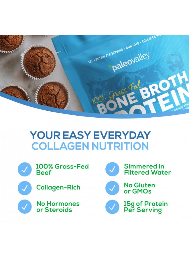 Paleovalley - Paleovalley 100% Grass Fed Beef Bone Broth Protein Powder - Rich in Collagen Peptides for Hair, Skin, Gut Health, Bone and Joint Support - 28 Servings, 15g Protein Per Serving - No Gluten or GMOs - Image 1