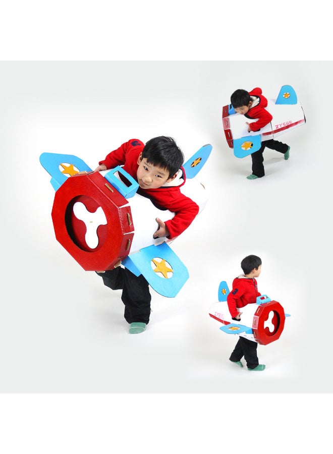Children's Wearable Tank Paper Shell Aircraft Carton Handmade Diy Carton Model Creative Coloring Cardboard Car-Specifications:Corrugated Paper Primary Color Police Car  - Image 3