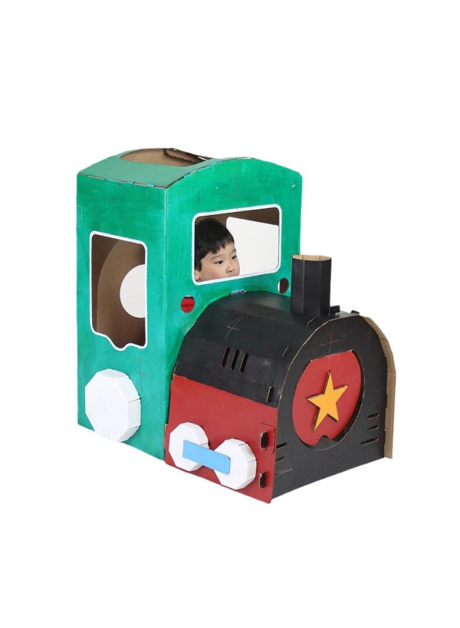 Children's Wearable Tank Paper Shell Aircraft Carton Handmade Diy Carton Model Creative Coloring Cardboard Car-Specifications:Corrugated Paper Primary Color Police Car  - Image 4