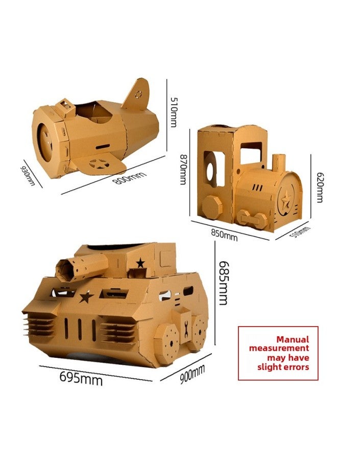 Children's Wearable Tank Paper Shell Aircraft Carton Handmade Diy Carton Model Creative Coloring Cardboard Car-Specifications:Corrugated Paper Primary Color Police Car  - Image 5