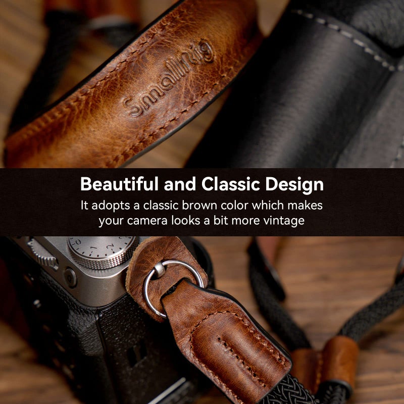 SMALLRIG Camera Wrist Strap, Vintage Leather Camera Hand Strap for DSLR SLR Mirrorless, Adjustable Safety Strap for Fujifilm X-T5 X-T4 X-T3 X-T30 X-E4 X100V and Other Compact Cameras, Brown - 3926 - Image 4