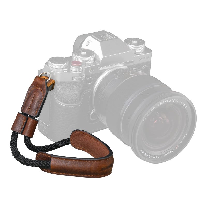 SMALLRIG Camera Wrist Strap, Vintage Leather Camera Hand Strap for DSLR SLR Mirrorless, Adjustable Safety Strap for Fujifilm X-T5 X-T4 X-T3 X-T30 X-E4 X100V and Other Compact Cameras, Brown - 3926 - Image 1