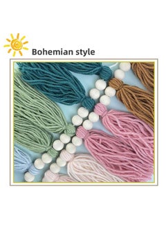 yuntop Rainbow Boho Tassel Garland with Wood Beads Colorful Wall Hanging Garland Party Baby Shower Decor Decorative Banner Pastel Tassel Garland for Kids Room Classroom Bedroom Nursery Home Decoration  - Image 5