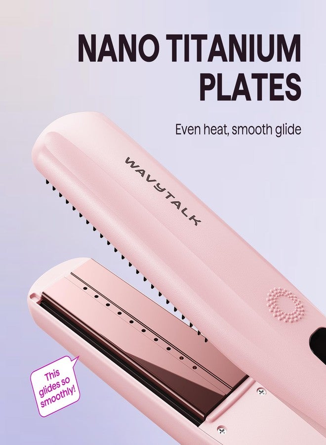 Wavytalk Steam Hair Straightener, Steam Sesh, Steam Reduces Damage, Nourishes Hair & Expedites Straightening, 1.38'' Nano Titanium Flat Iron with Detachable Comb for Silk Press Smoothing, Sakura Pink - Image 5