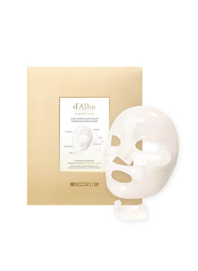 d'Alba Signature Vita Capsule Anti-Aging Collagen Hydrogel Mask 8 Shape Firming Face Mask, 4 x 44g - Image 1