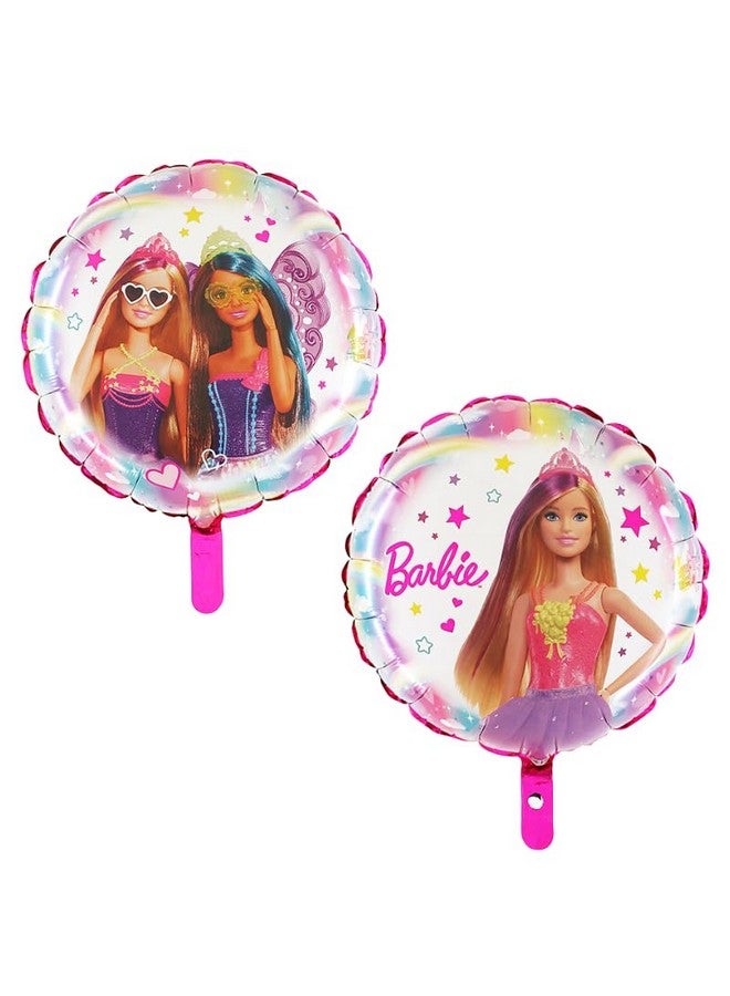Toyland® 18 Inch Double Sided Barbie Character Round Foil Balloon With Polka Dots - Kids Party Decorations