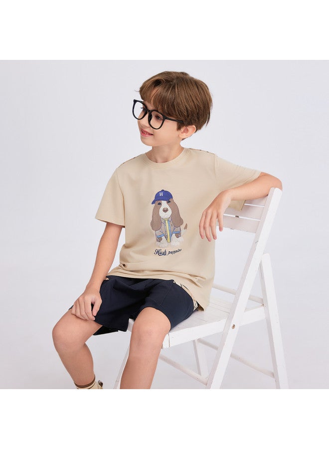 Hush Puppies Boys' Summer 2025 New Arrival Set Short Sleeve T-shirt + Shorts Two-piece Running Outfit - Image 3