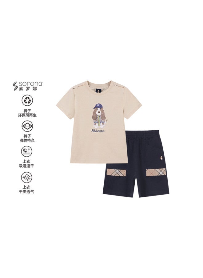 Hush Puppies Boys' Summer 2025 New Arrival Set Short Sleeve T-shirt + Shorts Two-piece Running Outfit - Image 5