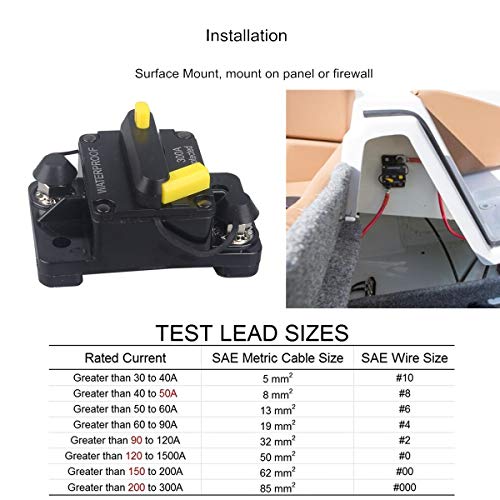 OUHL 100 Amp Circuit Breaker 12V- 48V DC Manual Reset Fuse for Trolling Motor Rv Marine Boat Vehicles System Protection Waterproof (100A) - Image 4