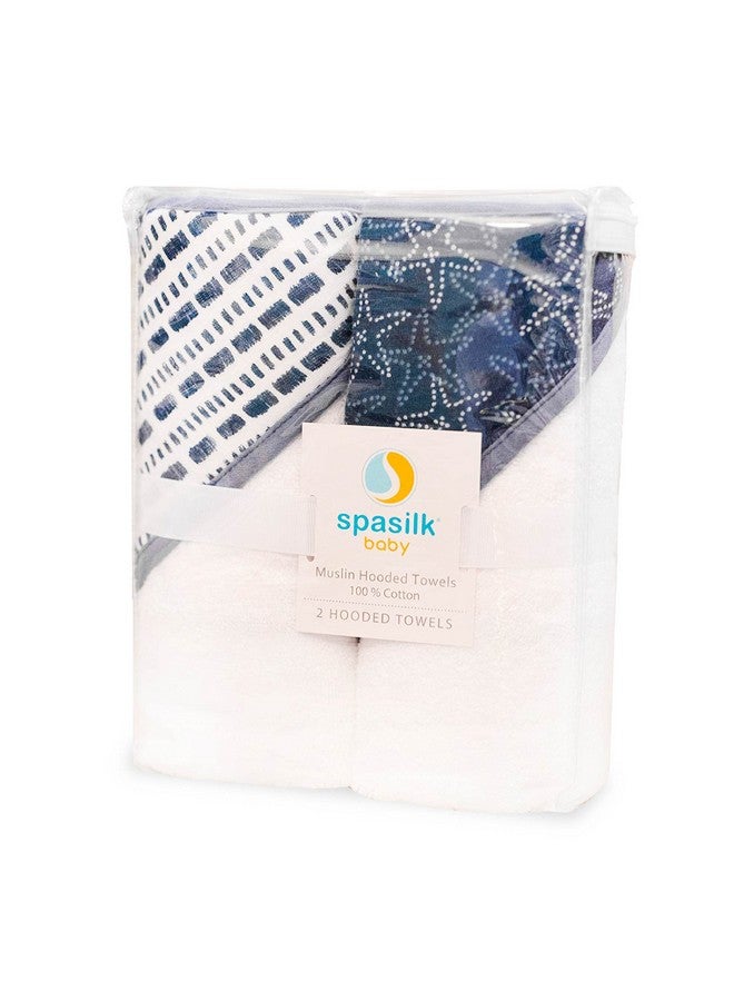 Spasilk Baby 2 Pack Soft Terry Towel with Muslin Printed Hood - Image 2