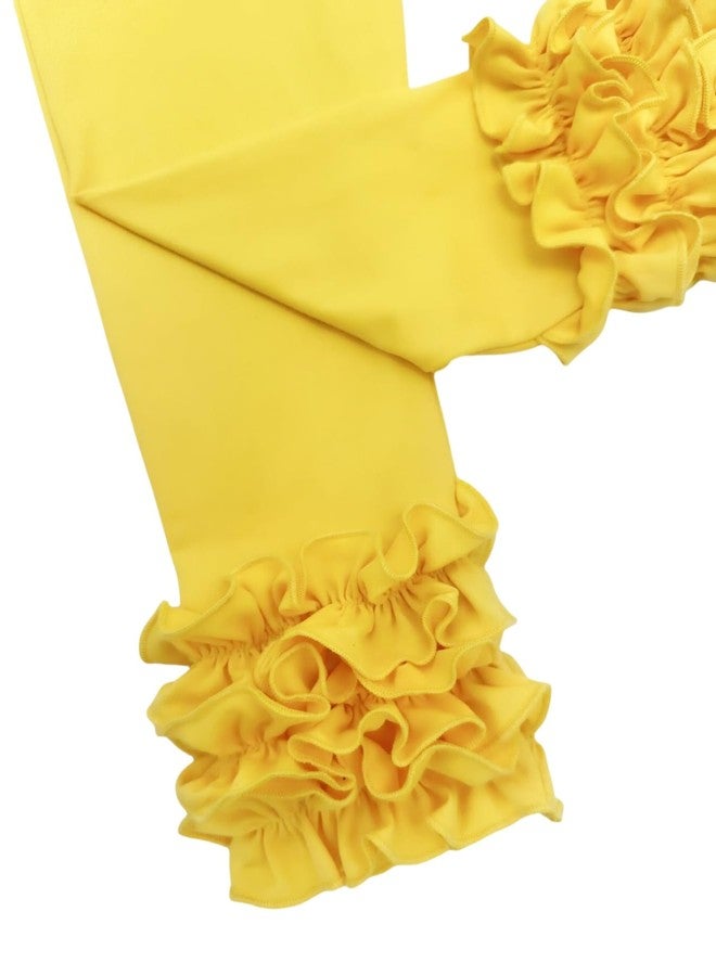 Bow Dream بنطلون ضيق مكشكش للأطفال الصغار والفتيات الصغيرات من Bow Dream، لون أصفر، مقاس 120 - Image 2